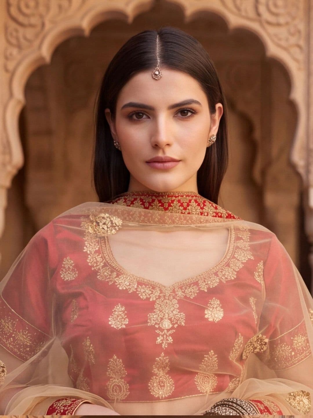 Mitera Embroidered Semi-Stitched Lehenga & Unstitched Blouse With Dupatta thumbnail 6