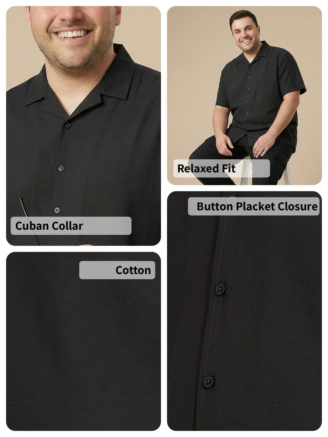 Sztori Plus Size Relaxed Fit Cotton Casual Shirt thumbnail 3