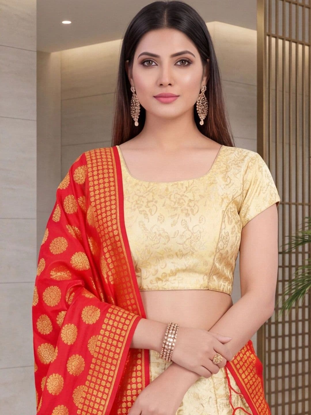 Mitera Semi-Stitched Lehenga & Unstitched Blouse With Dupatta thumbnail 2