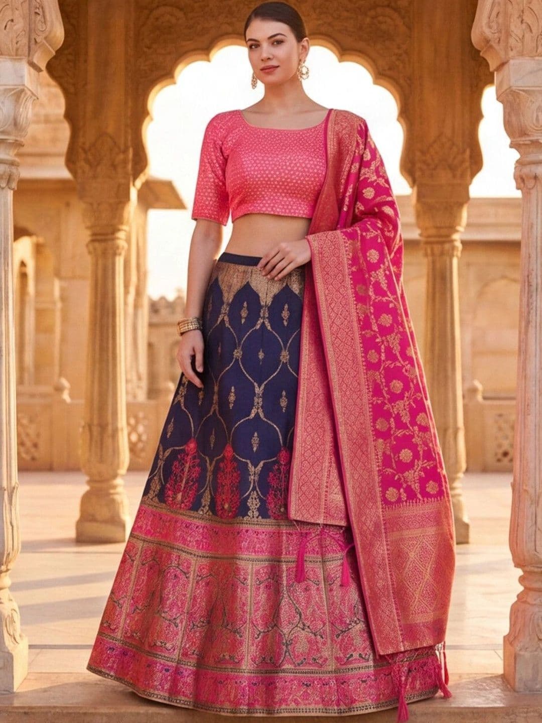 Anouk Rustic Semi-Stitched Lehenga & Unstitched Blouse With Dupatta thumbnail 3