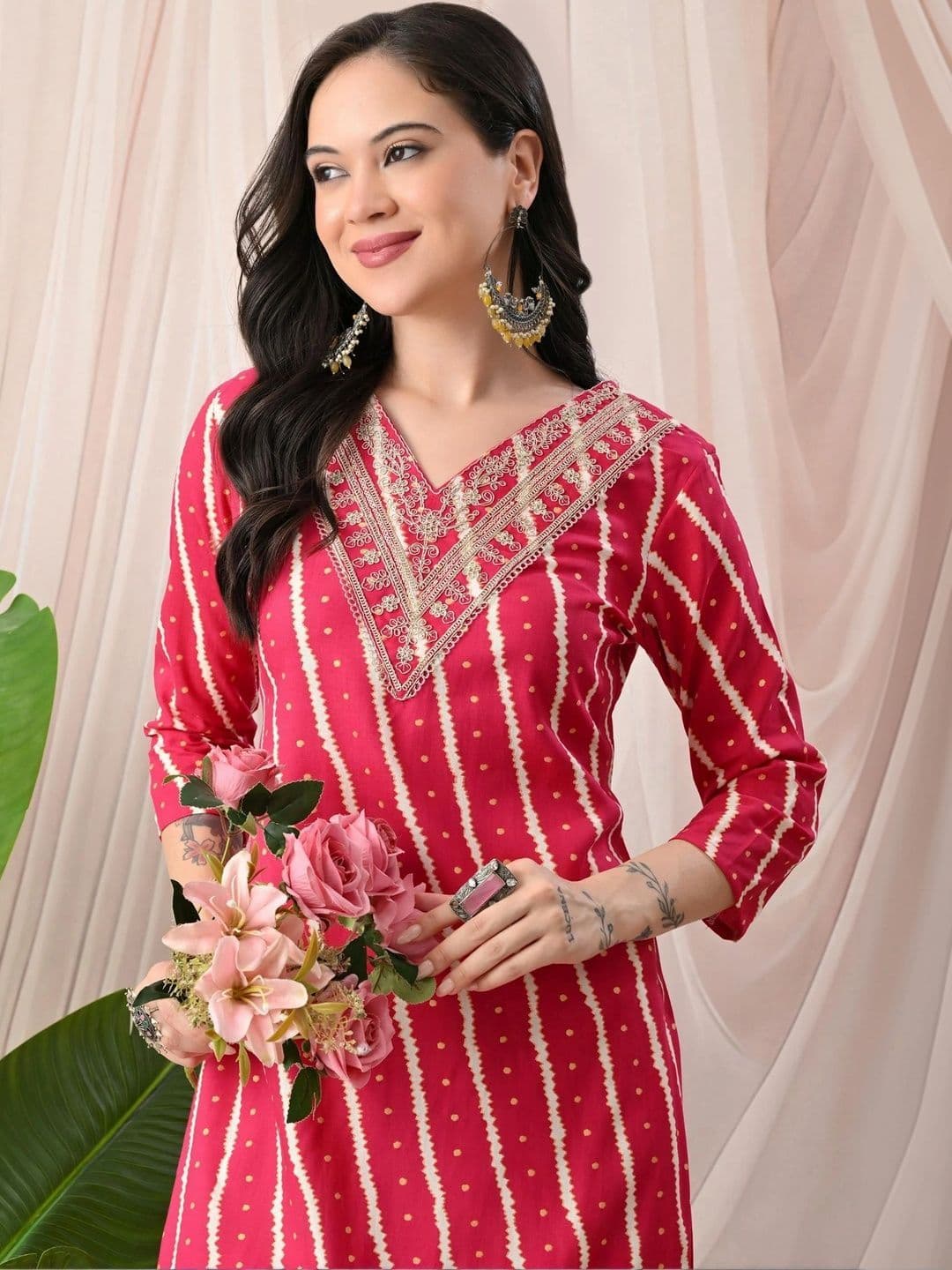 KHUHA Women Printed Thread Work Indie Prints Kurta - view 1