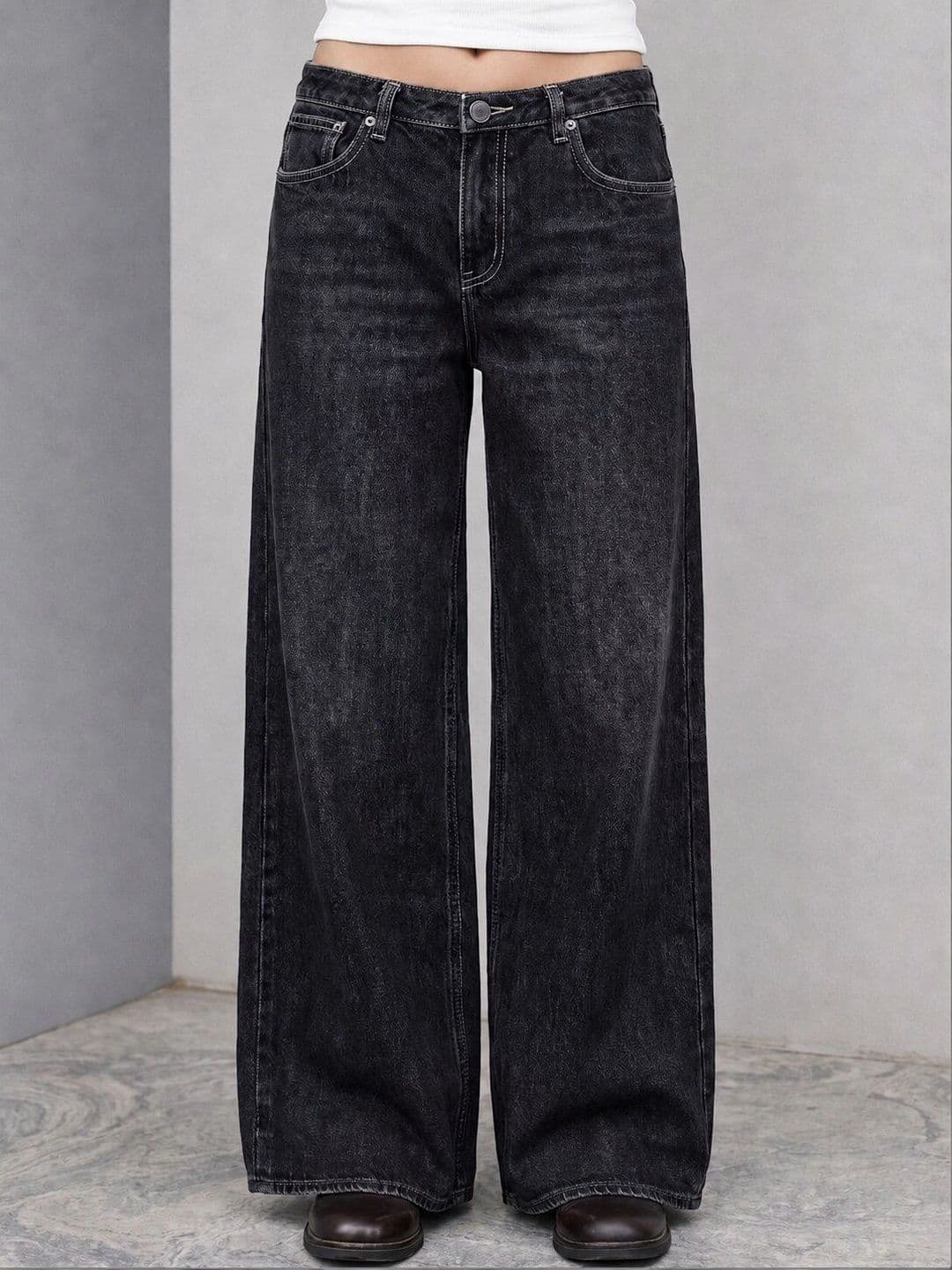 The Roadster Lifestyle Co Women Pure Cotton Clean Look Wide Leg Fit Jeans - view 1