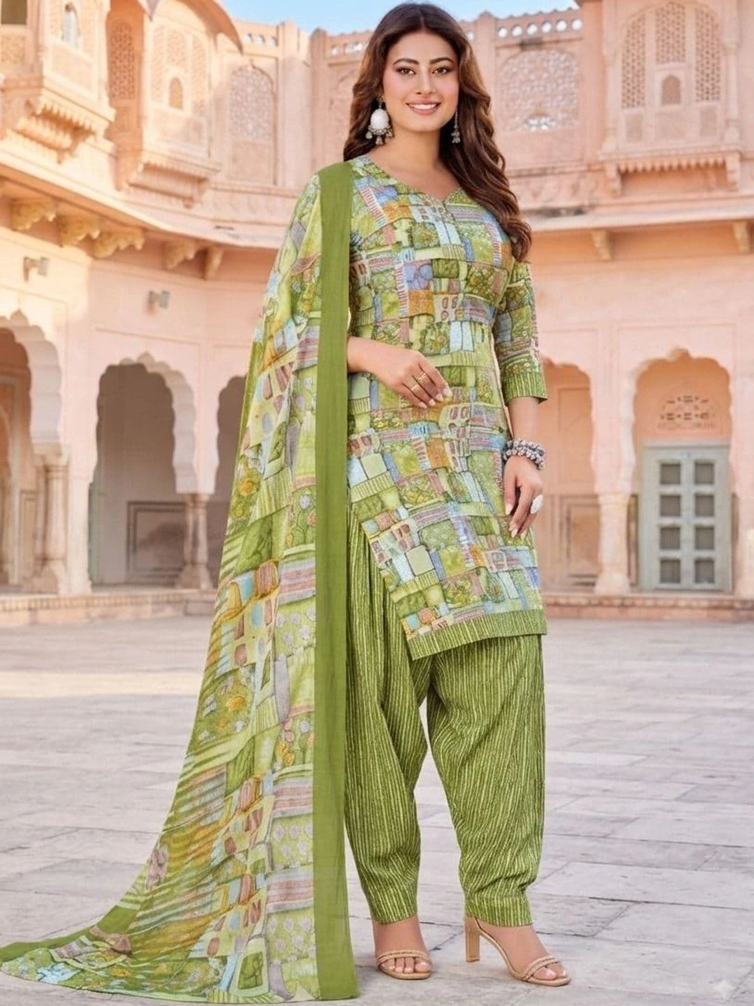 shree jeenmata collection Printed Pure Cotton Unstitched Dress Material thumbnail 4
