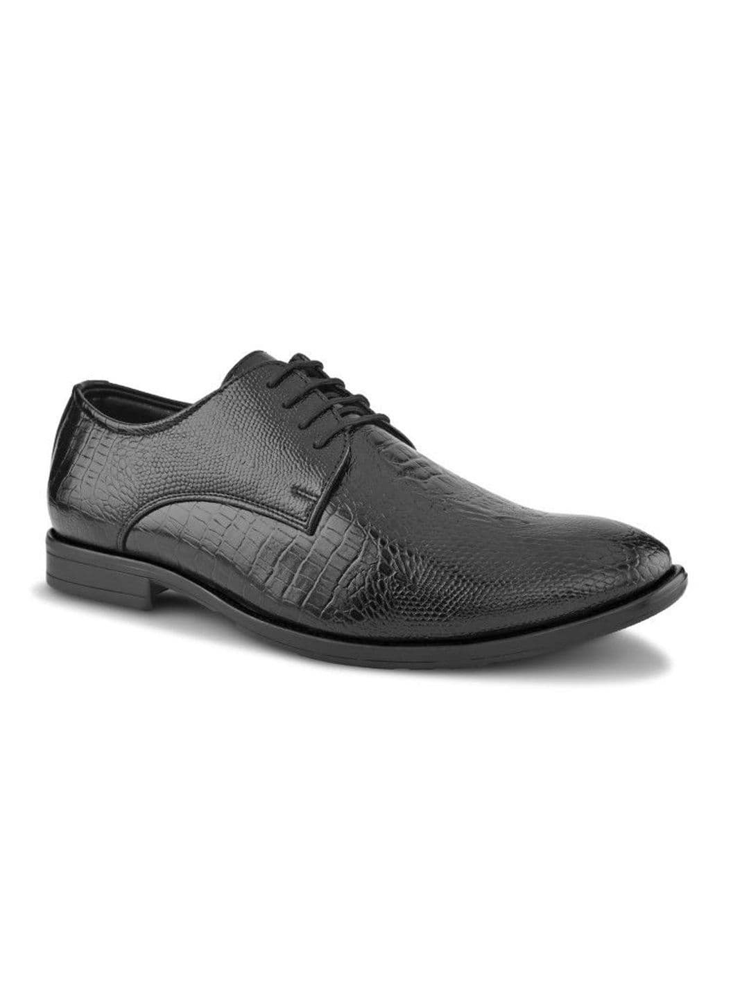 House of Pataudi Men Textured Pointed Toe Lace-Ups Derbys Formal Shoes thumbnail 7