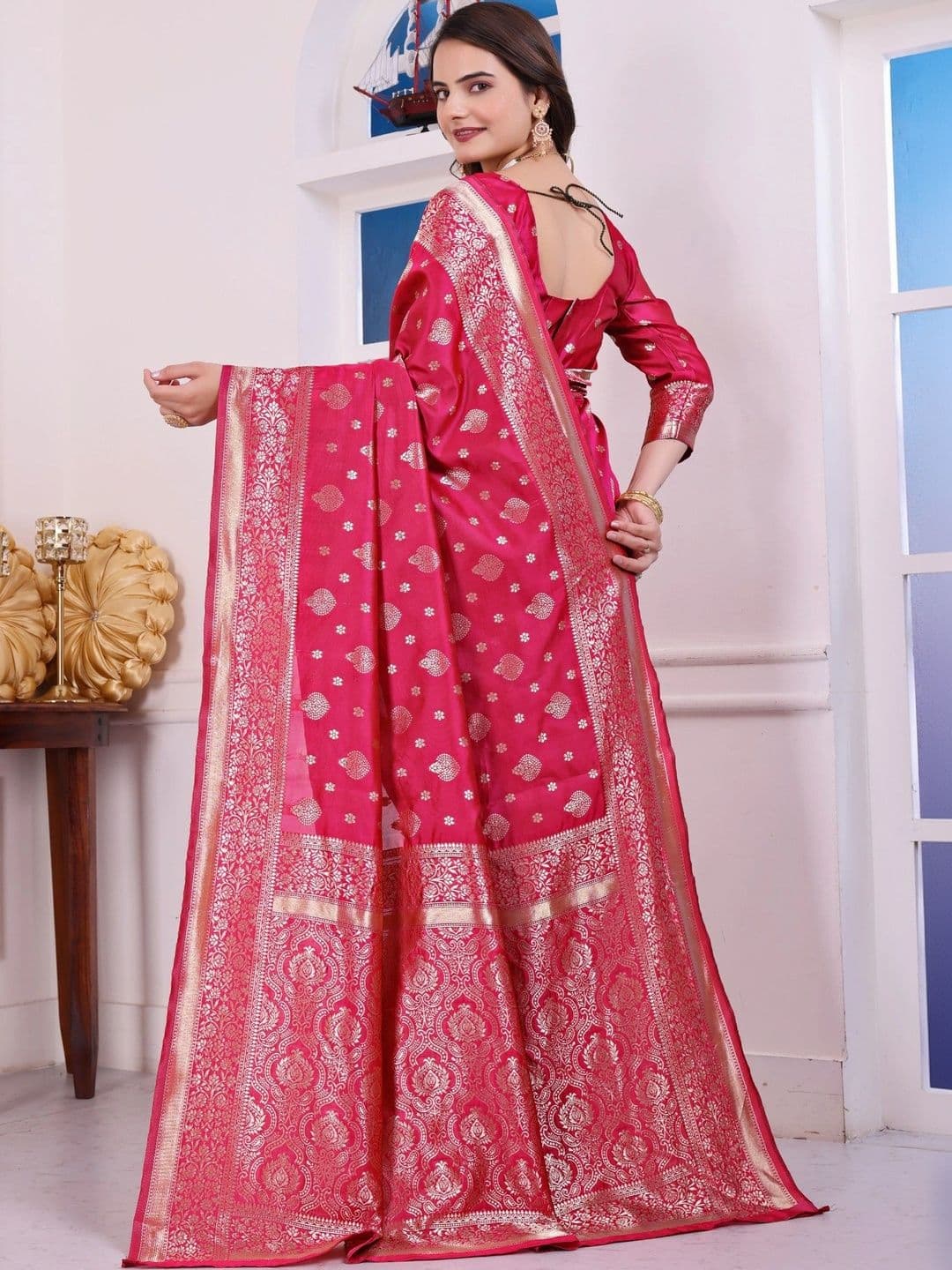 revika Woven Design Zari Art Silk Designer Kanjeevaram Saree thumbnail 2