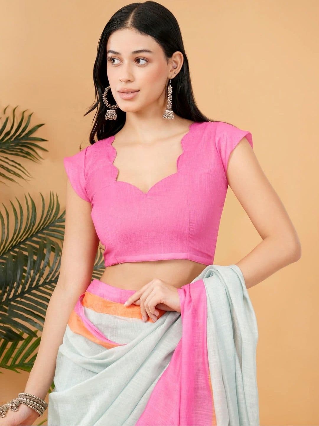 SAMANTHA Striped Linen Blend Belted Saree thumbnail 5