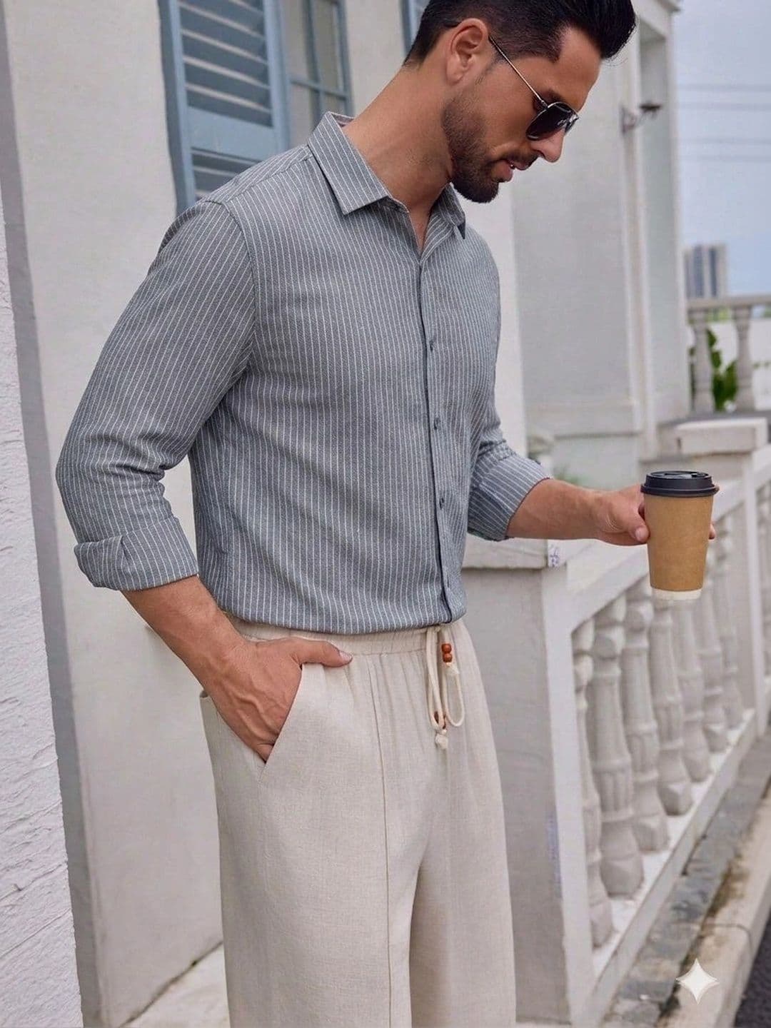 QUINTON Men Classic Striped Casual Shirt thumbnail 4