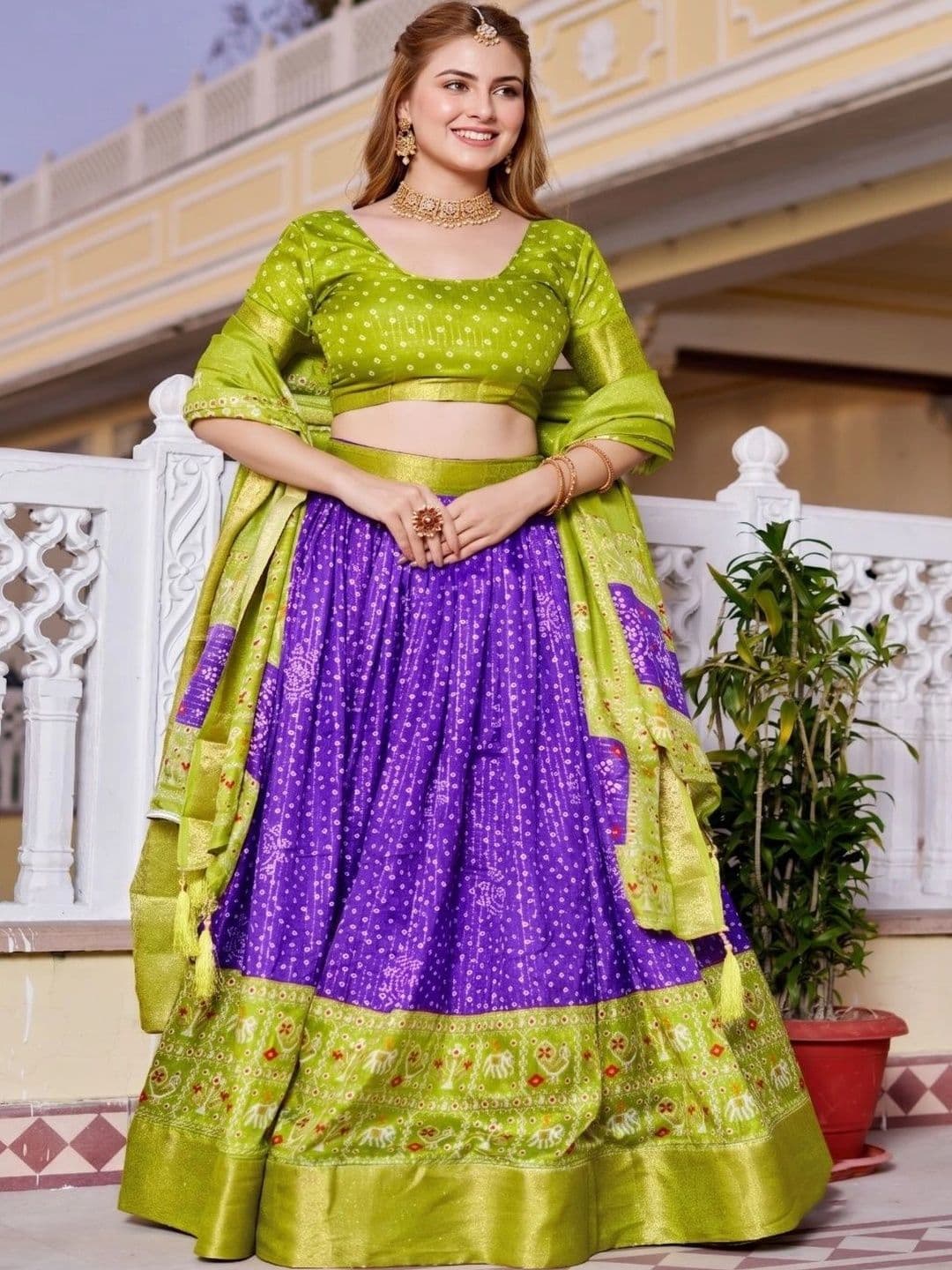Anouk Printed Semi-Stitched Lehenga & Unstitched Blouse With Dupatta - view 1