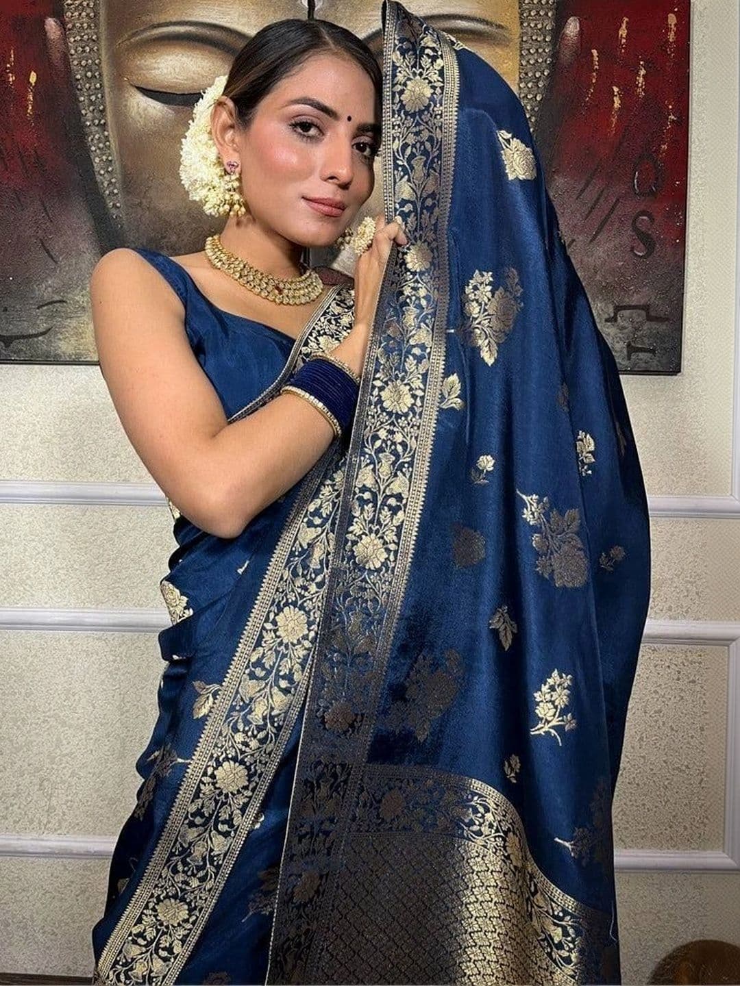revika Woven Design Zari Art Silk Designer Kanjeevaram Saree thumbnail 2