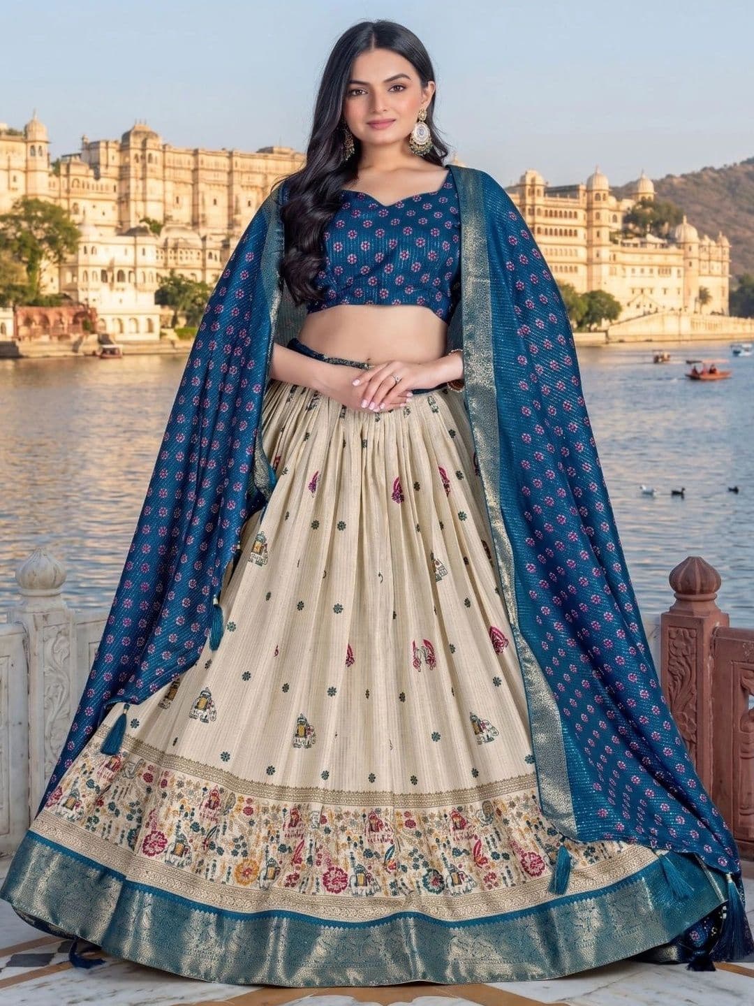 Anouk Printed Semi-Stitched Lehenga & Unstitched Blouse With Dupatta thumbnail 6