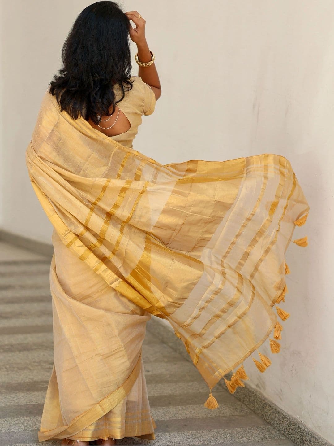 RAAS SHREE Pure Cotton Kasavu Saree thumbnail 7