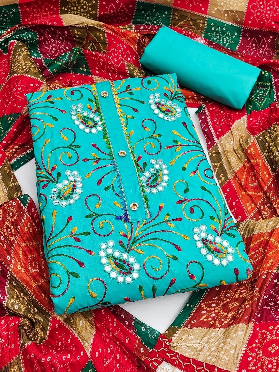 Dhaaga Ghar Women Embroidered Unstitched Dress Material - view 1