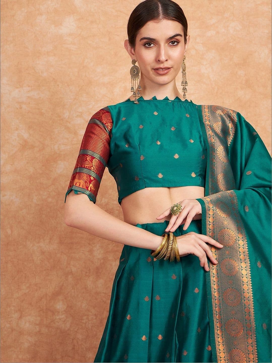 Mitera Semi-Stitched Lehenga & Unstitched Blouse With Dupatta thumbnail 2