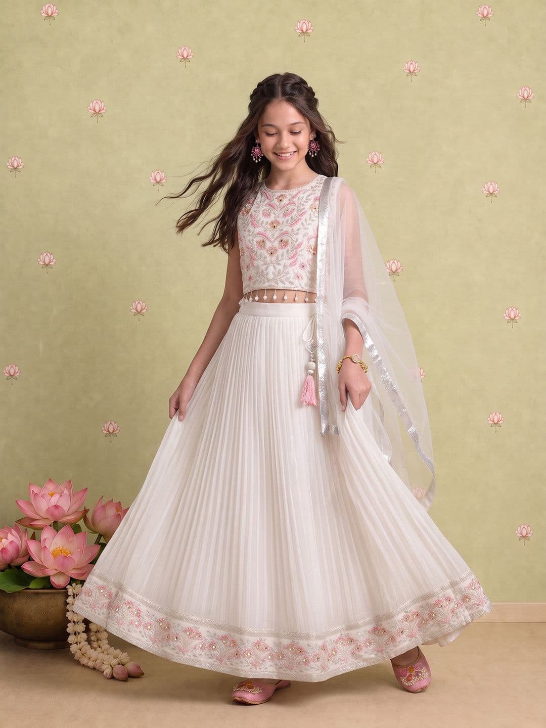 Sangria Girls Sequinned Embellished Lehenga Choli - view 1