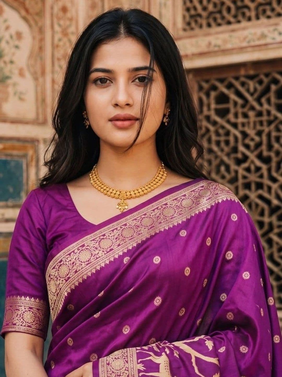 KALINI Floral Zari Silk Blend Banarasi Saree thumbnail 4