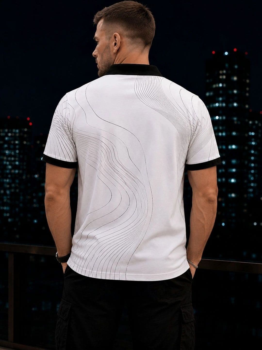 Mast & Harbour Men Printed Polo Collar Pockets T-shirt thumbnail 2