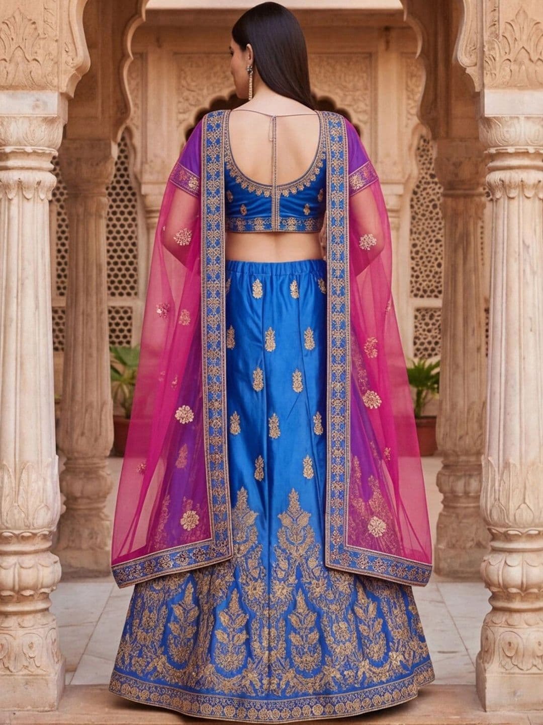 Anouk Rustic Embroidered Semi-Stitched Lehenga & Unstitched Blouse With Dupatta thumbnail 2