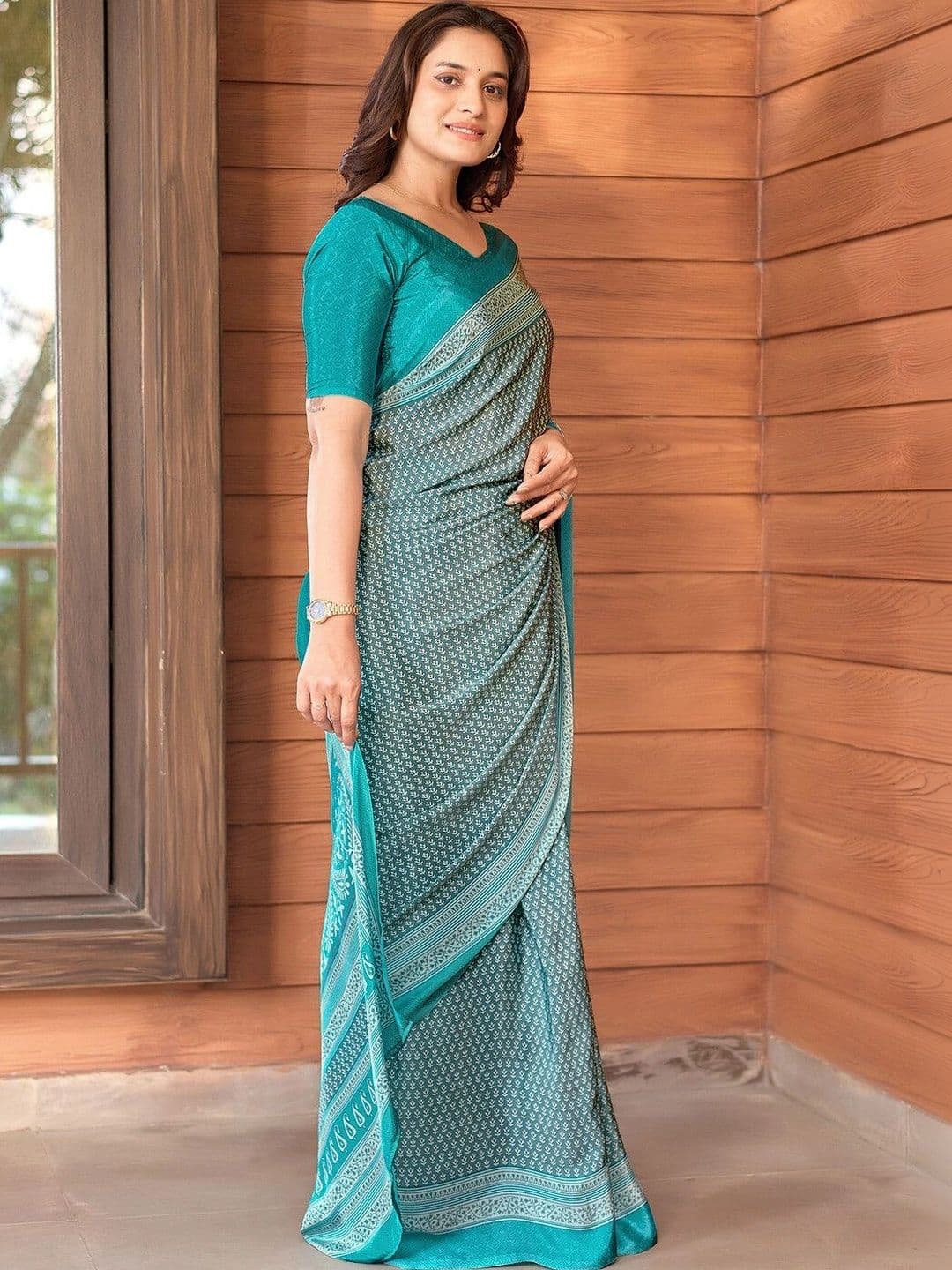 KALINI Women Design Fusion Saree thumbnail 4