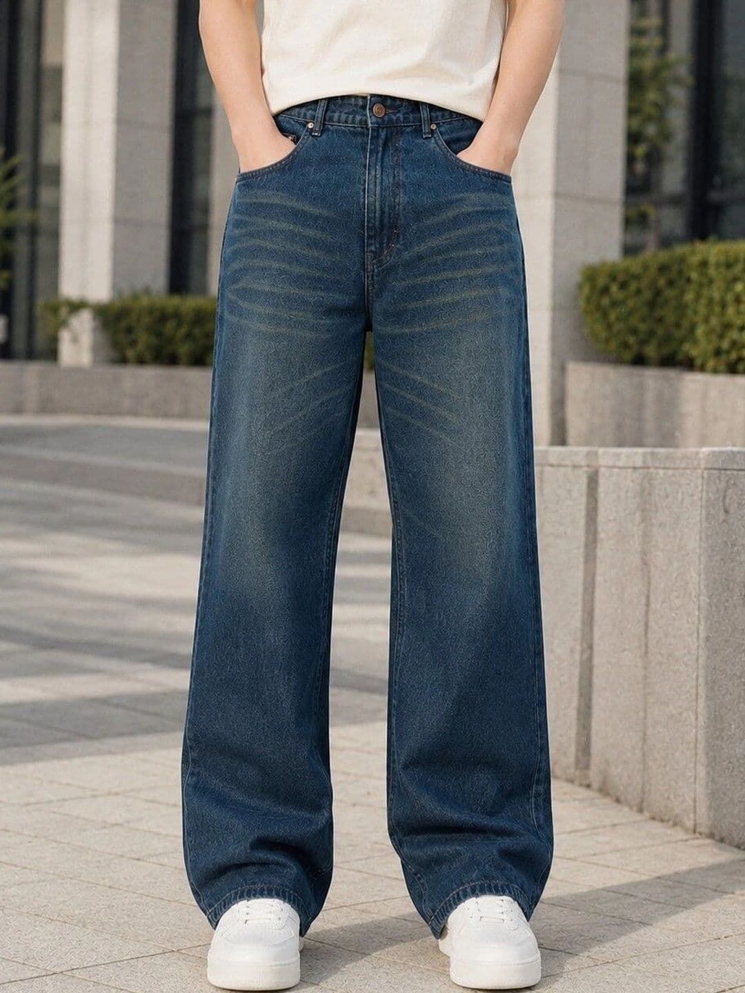 Encrypt Men Wide Leg Mid-Rise Acid Wash Jeans - view 1