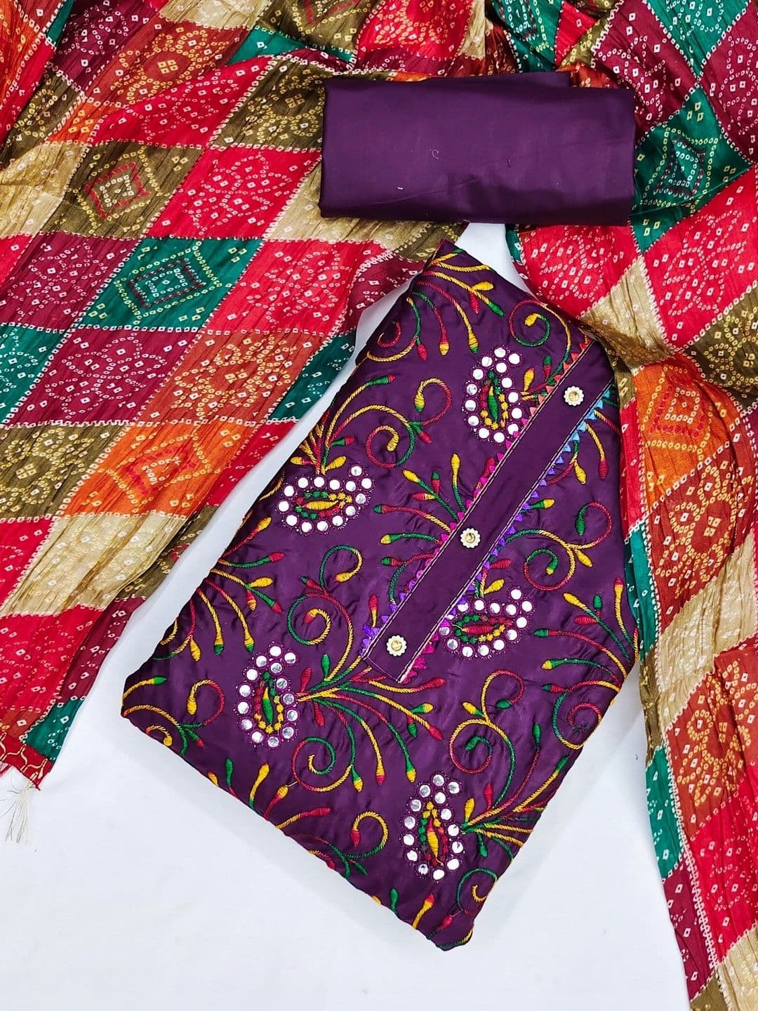 Dhaaga Ghar Embroidered Unstitched Dress Material - view 1