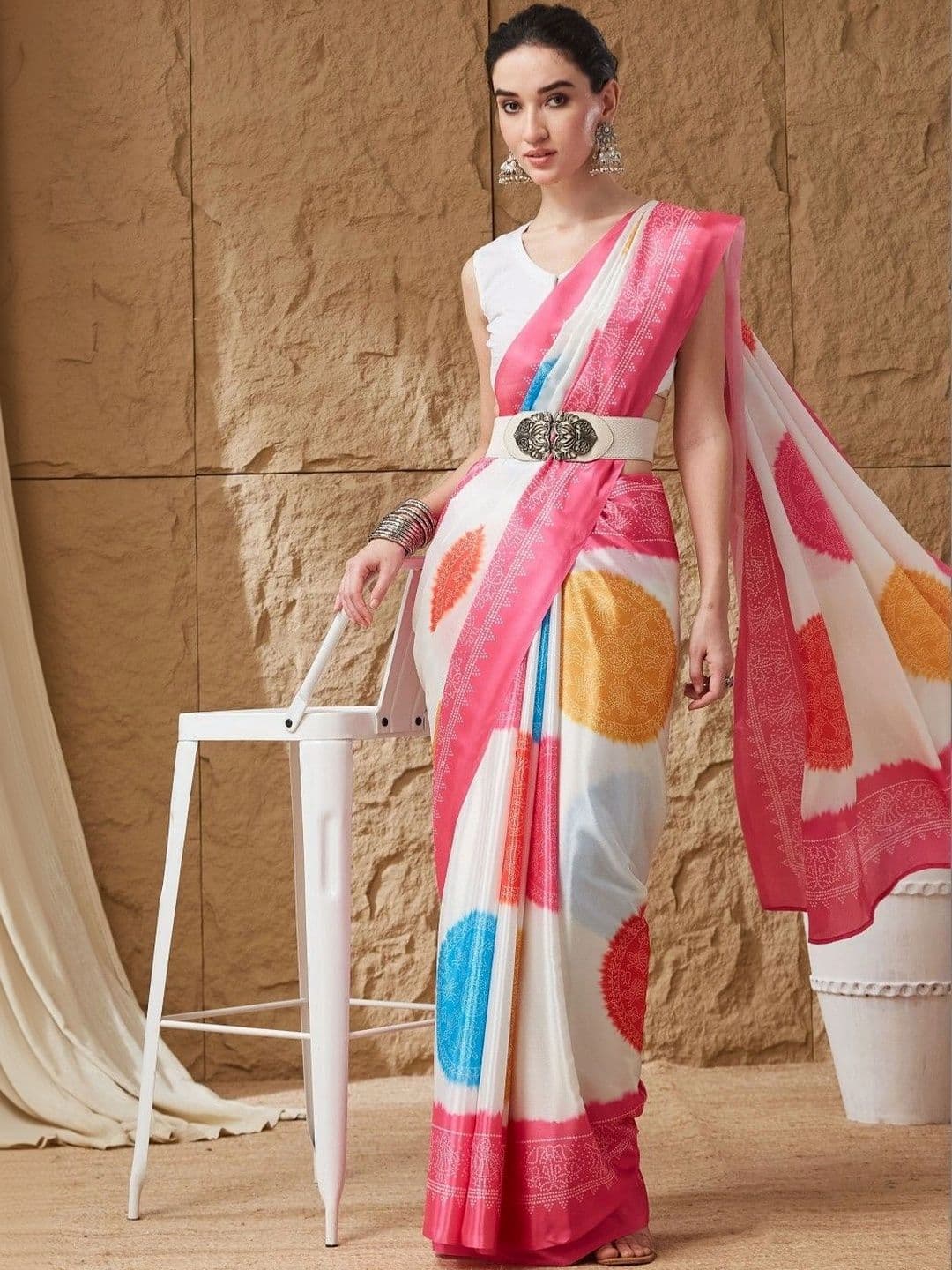Suha Bandhani Satin Bandhani Saree - view 1