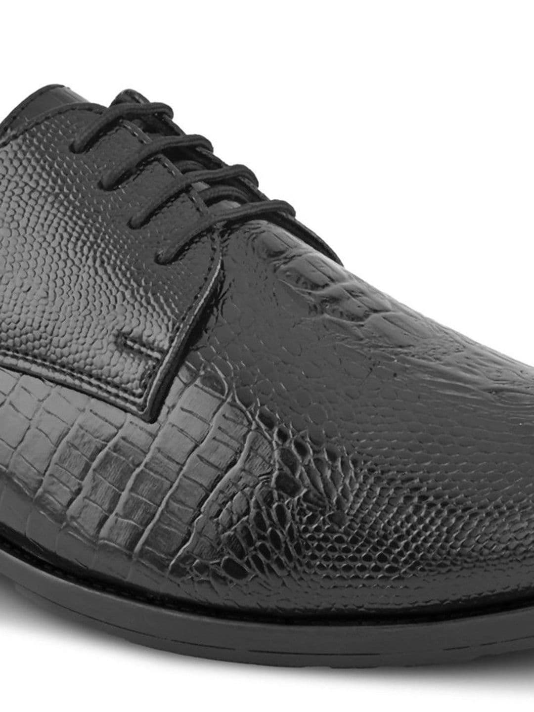 House of Pataudi Men Textured Pointed Toe Lace-Ups Derbys Formal Shoes thumbnail 4