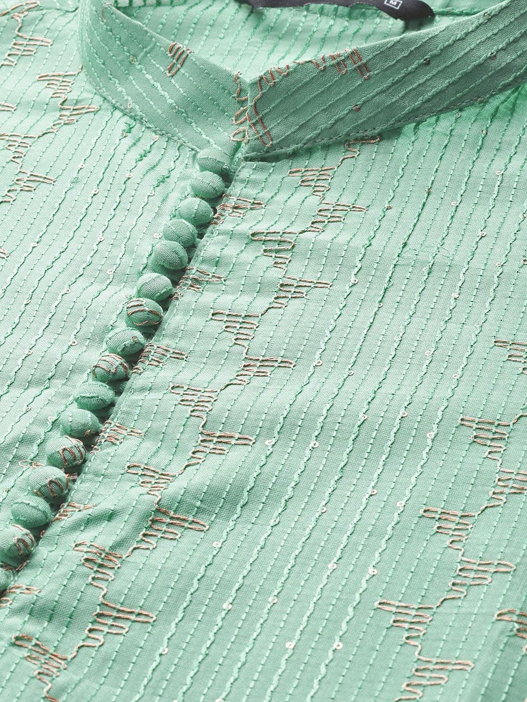 See Designs Mandarin Collar Geometric Embroidered Chanderi Silk Straight Kurta thumbnail 5