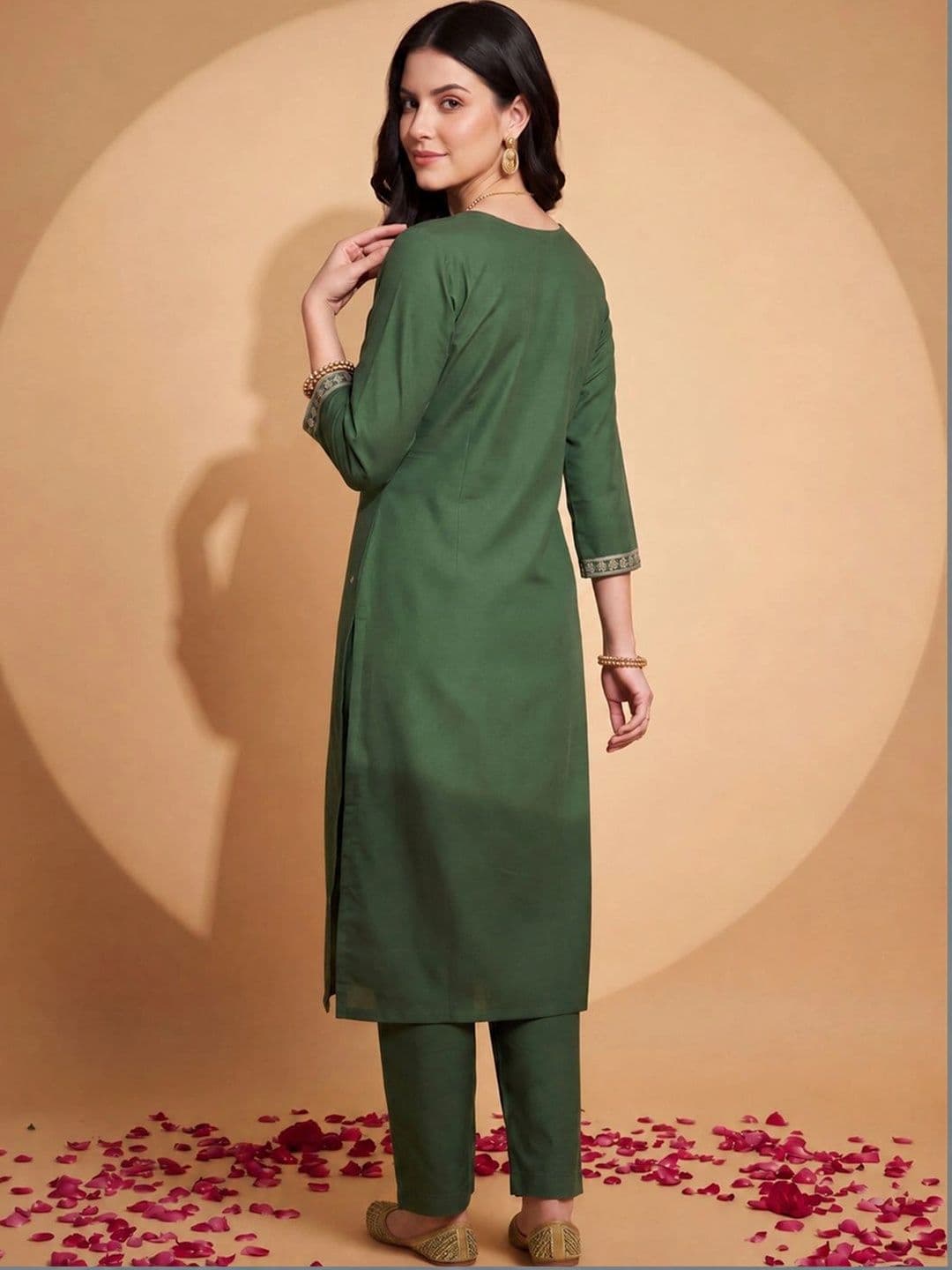 Indo Era Women Ethnic Motifs Embroidered Regular Thread Work Kurta with Trousers & With Dupatta thumbnail 3