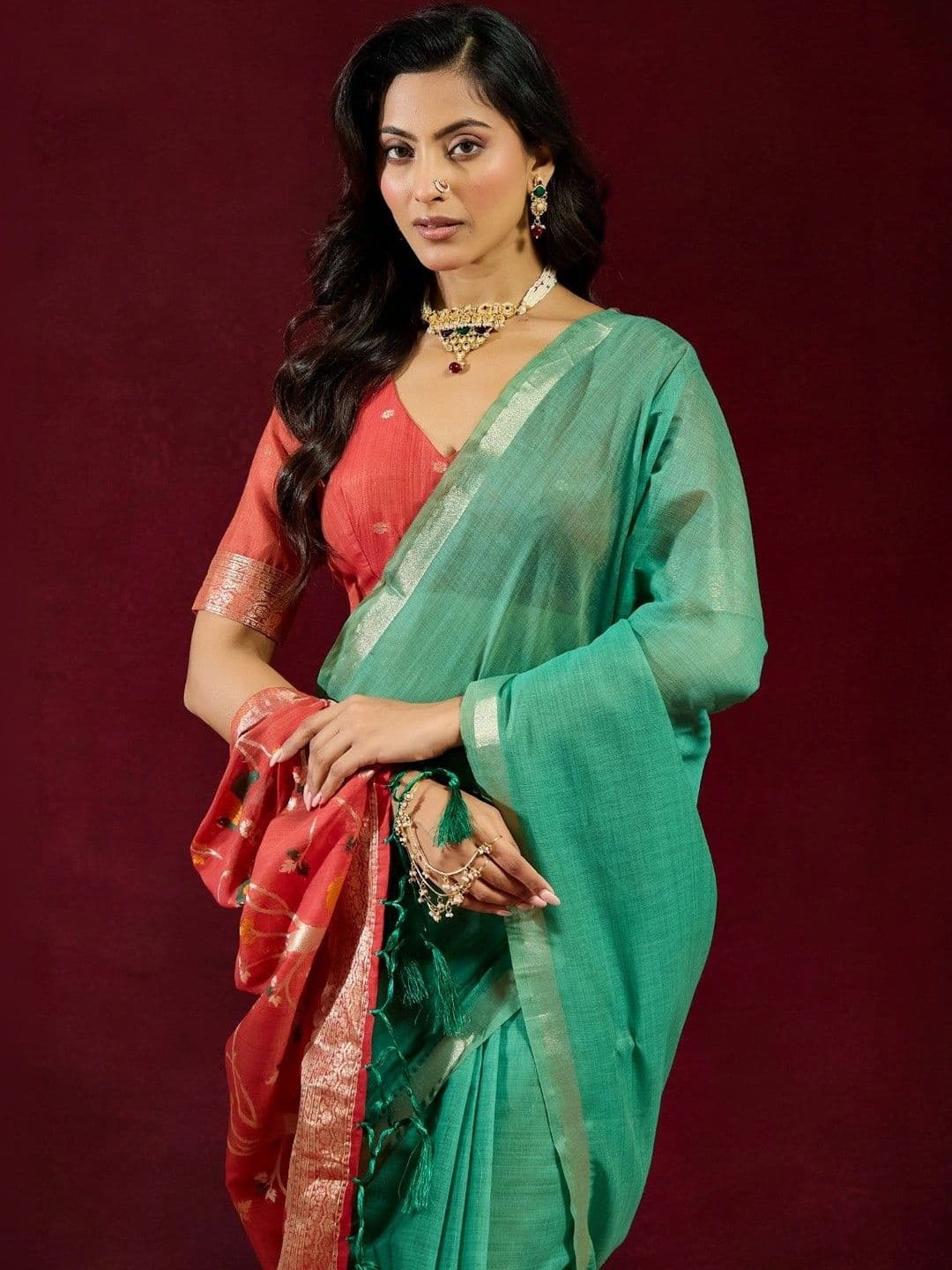 kasee Ethnic Motifs Embroidered Pure Cotton Designer Saree thumbnail 3