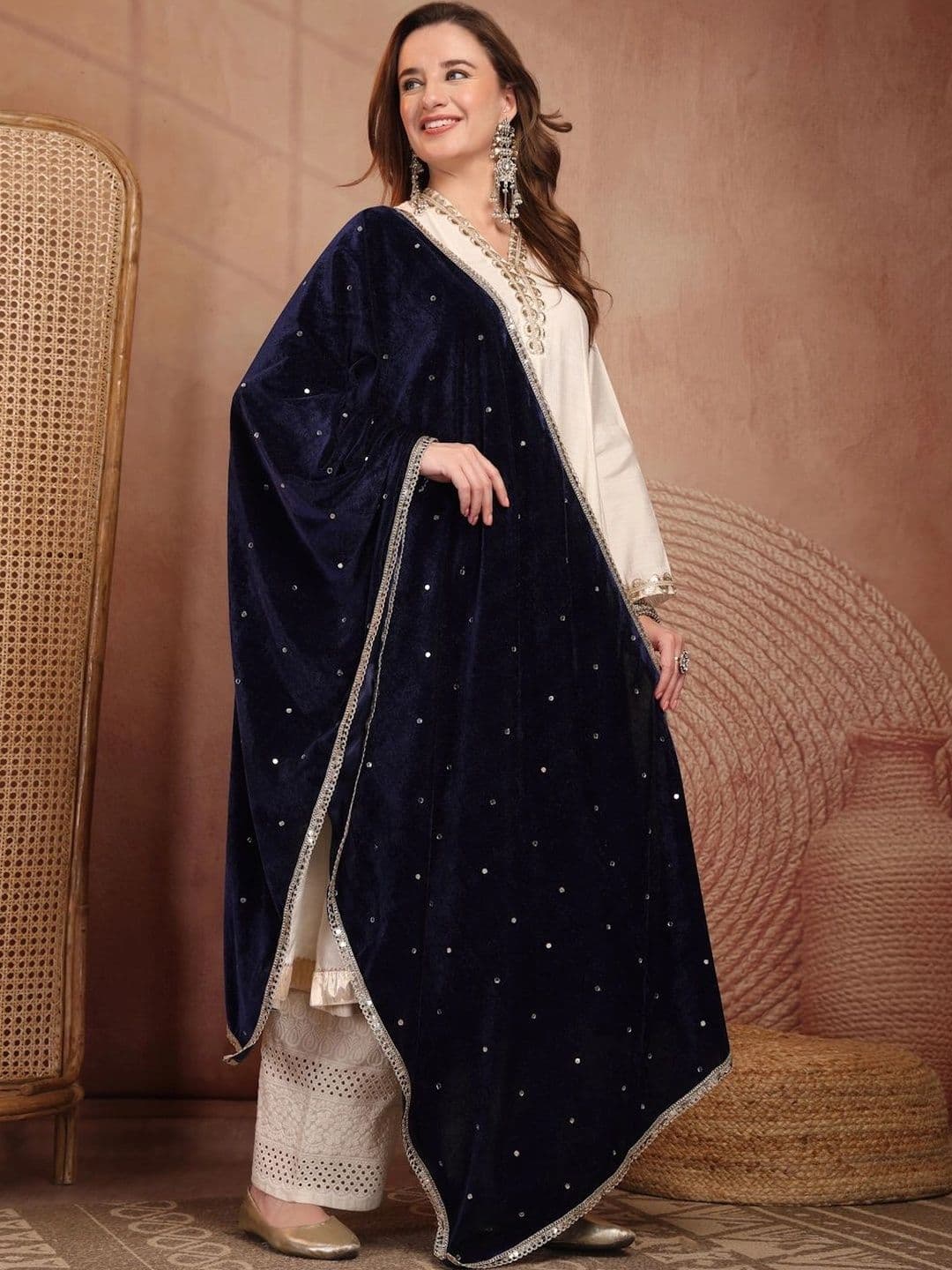 Clora Creation Velvet Dupatta with Mirror Work thumbnail 5