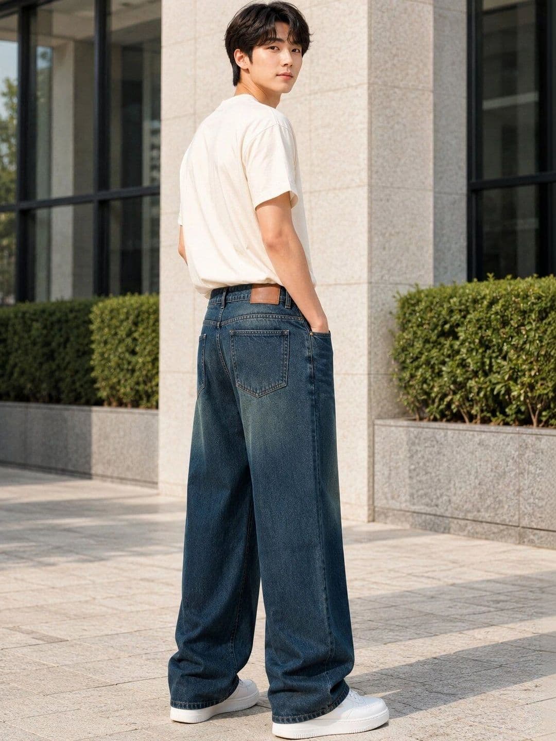 Encrypt Men Wide Leg Mid-Rise Acid Wash Jeans thumbnail 6