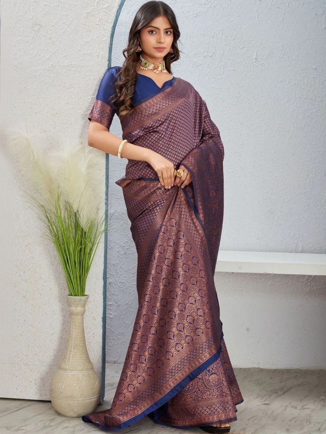 revika Woven Design Zari Art Silk Designer Kanjeevaram Saree thumbnail 2