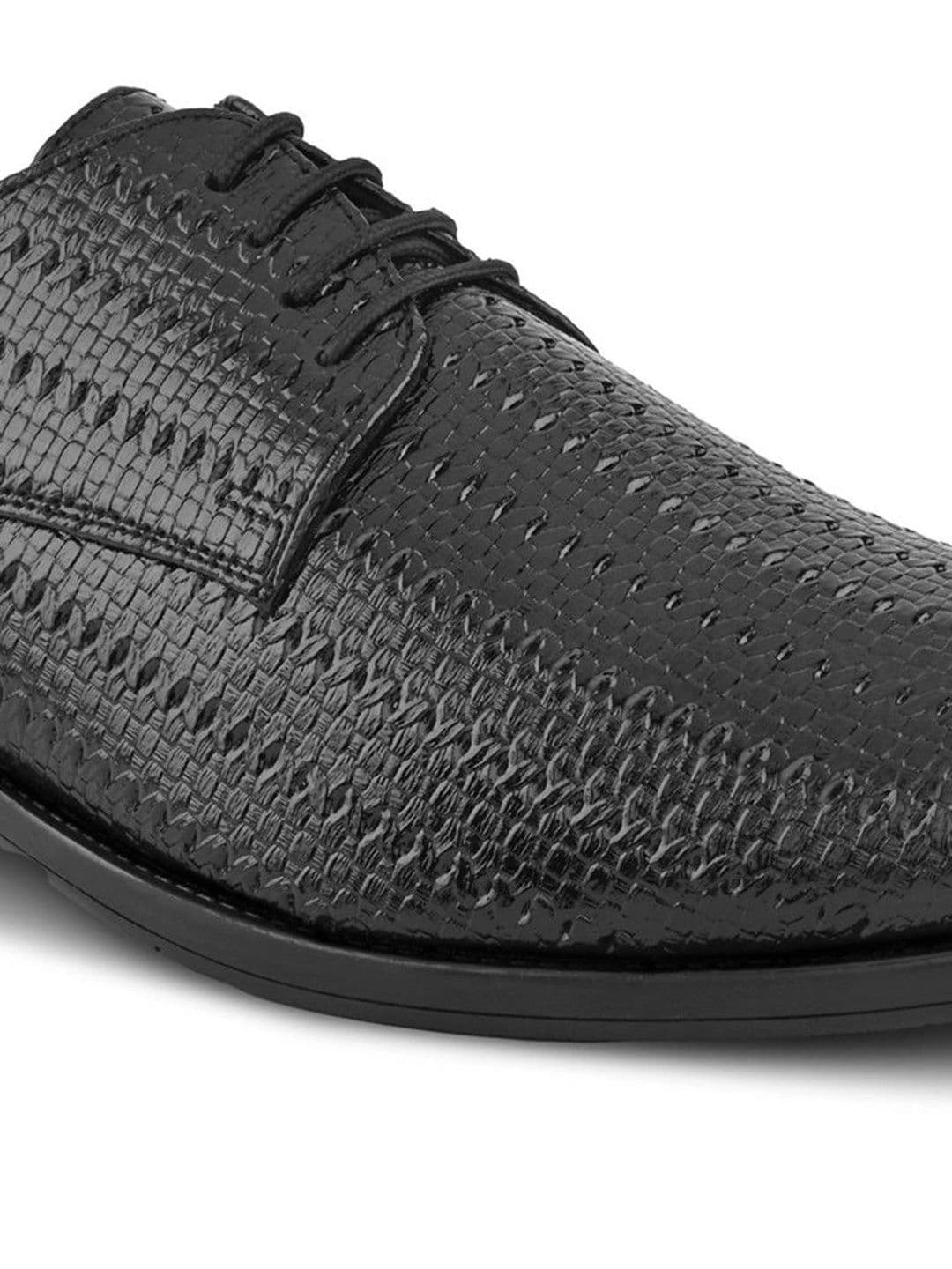 House of Pataudi Men Textured Synthetic Leather Pointed Toe Lace-Ups Derbys Formal Shoes thumbnail 7
