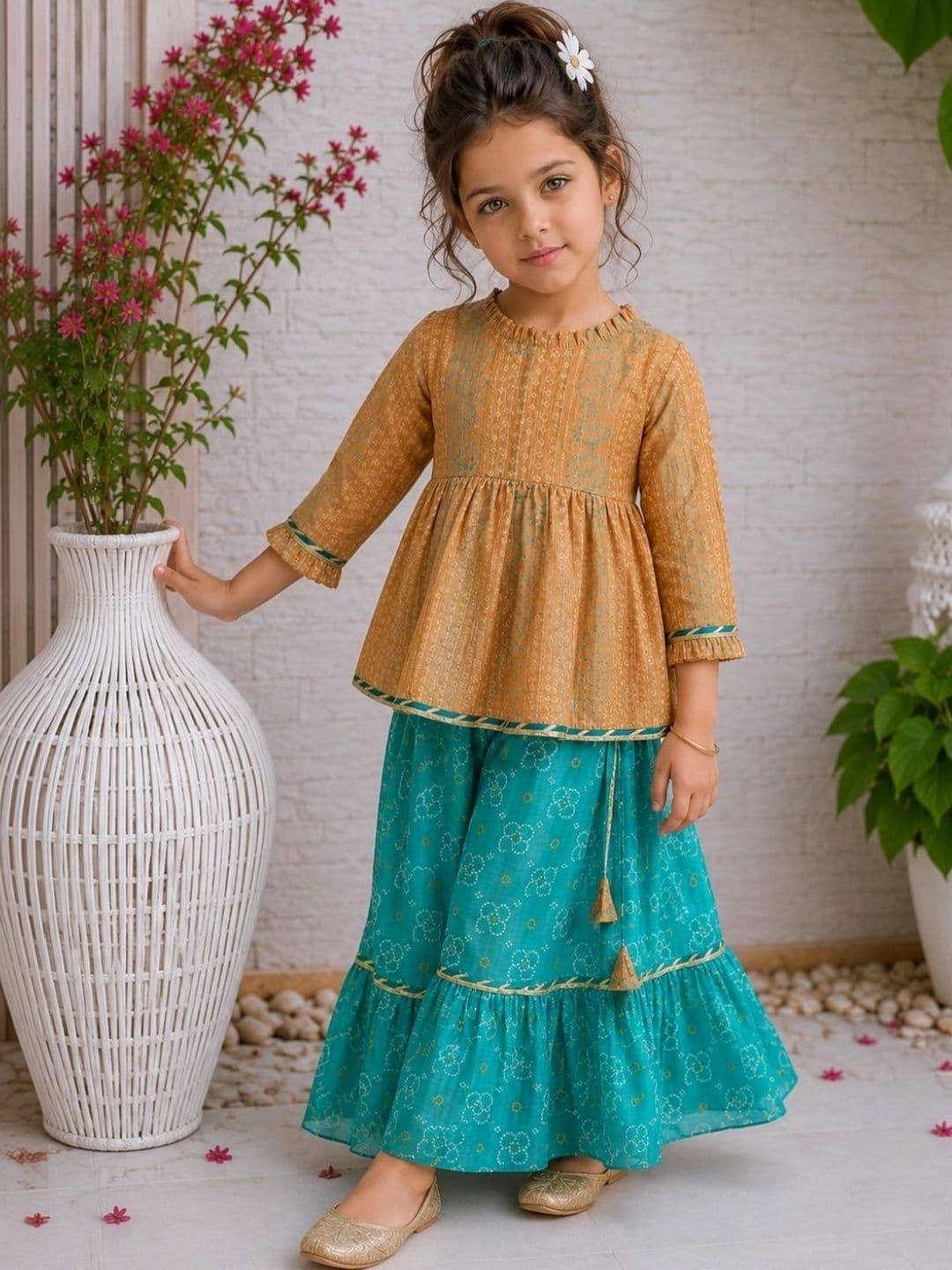 HERE&NOW Girls Printed Ready to Wear Lehenga thumbnail 2