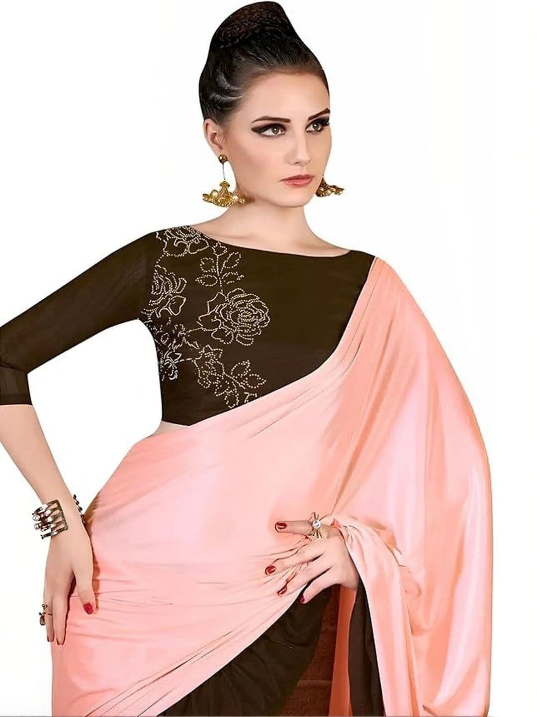 ATTIRIS Floral Embroidered Saree thumbnail 4