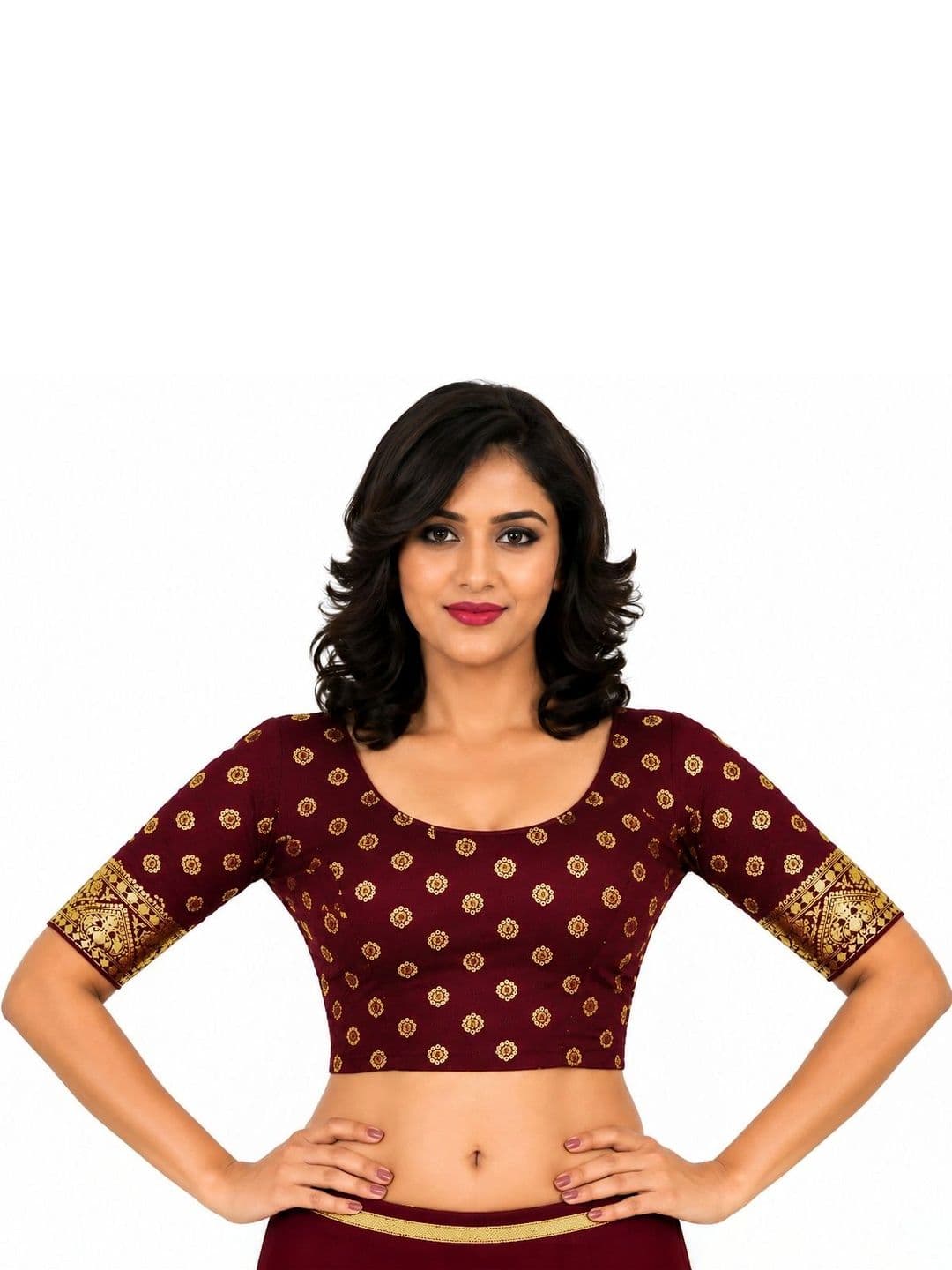 SmartQueen Woven Design Zari Saree Blouse - view 1