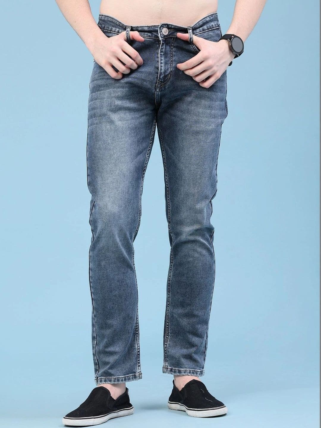 V-Mart Men Regular Fit Mid-Rise Low Distress Jeans - view 1