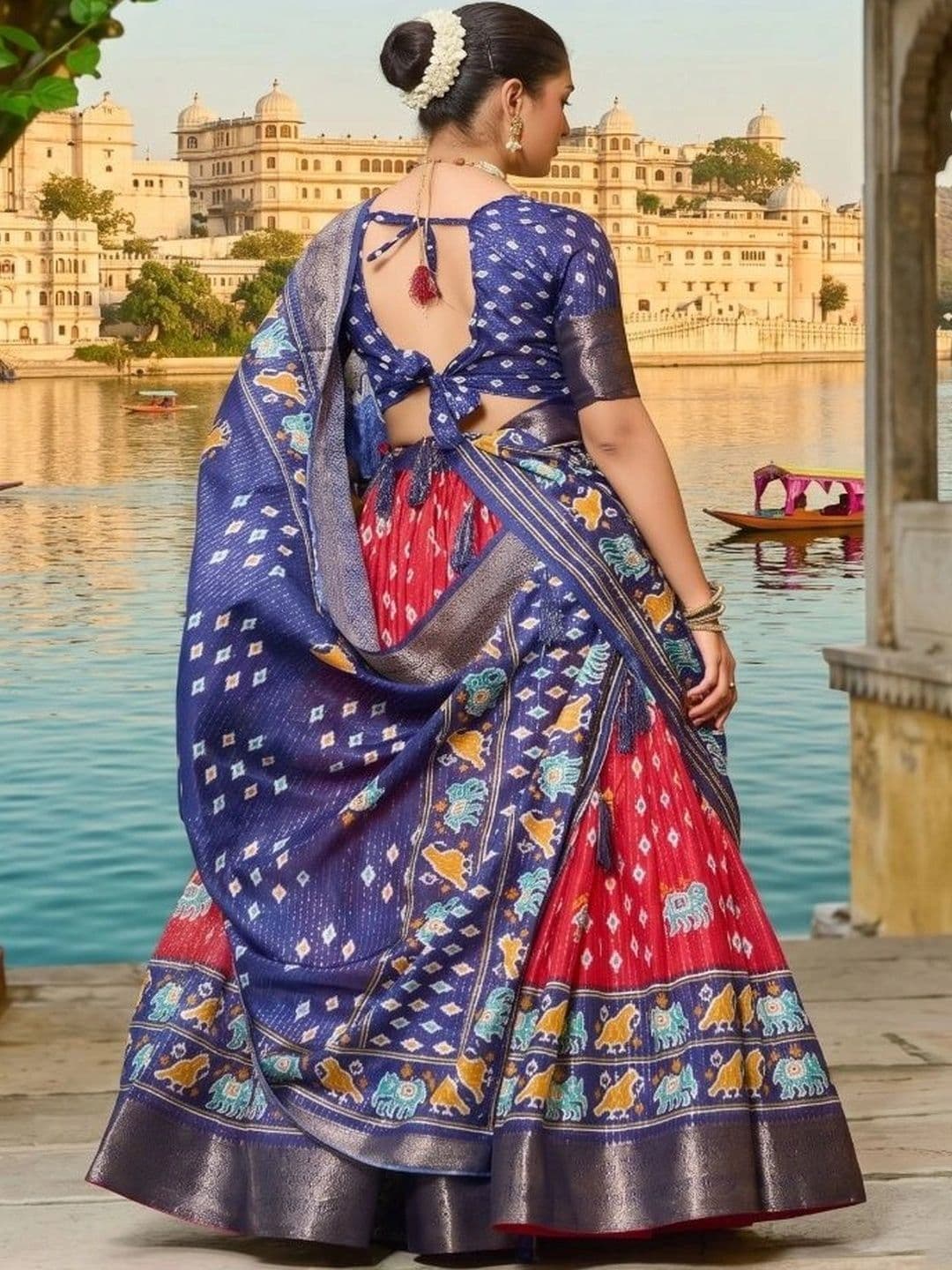 Anouk Women Ikat Semi-Stitched Lehenga & Unstitched Blouse With Dupatta thumbnail 2