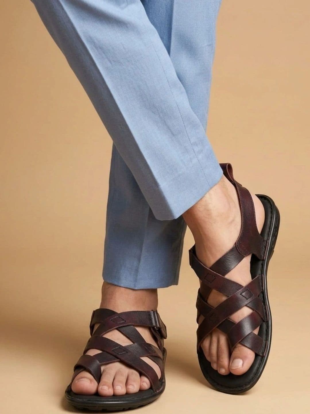 Mardi Gras Men Leather Comfort Sandals - view 1