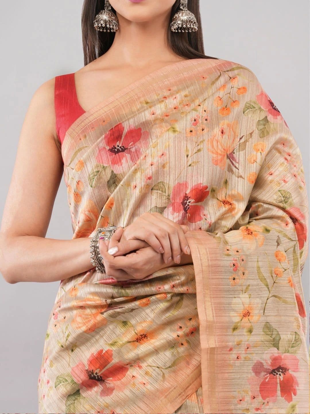 SAMANTHA Women Floral Zari Silk Cotton Saree thumbnail 2