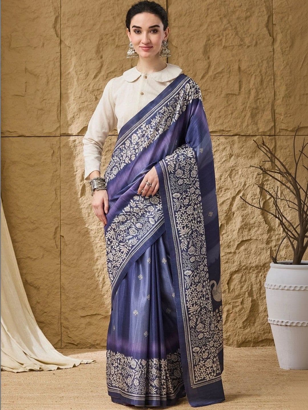 Suha Floral Silk Blend Saree - view 1