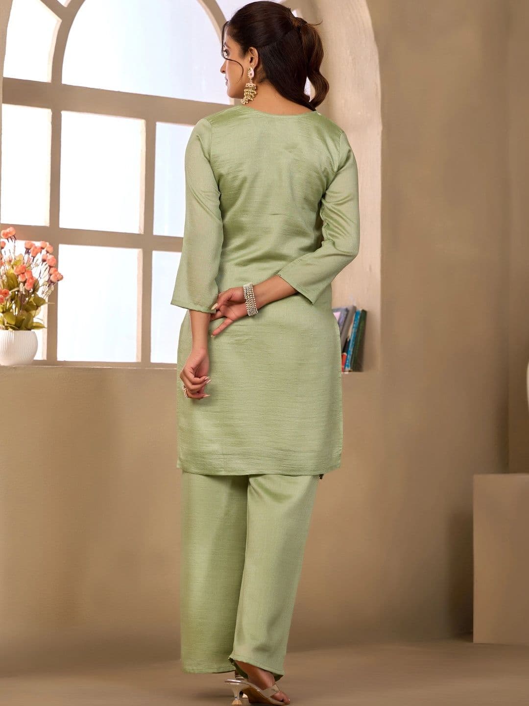 Sangria Embellished Tunic with Palazzos thumbnail 4