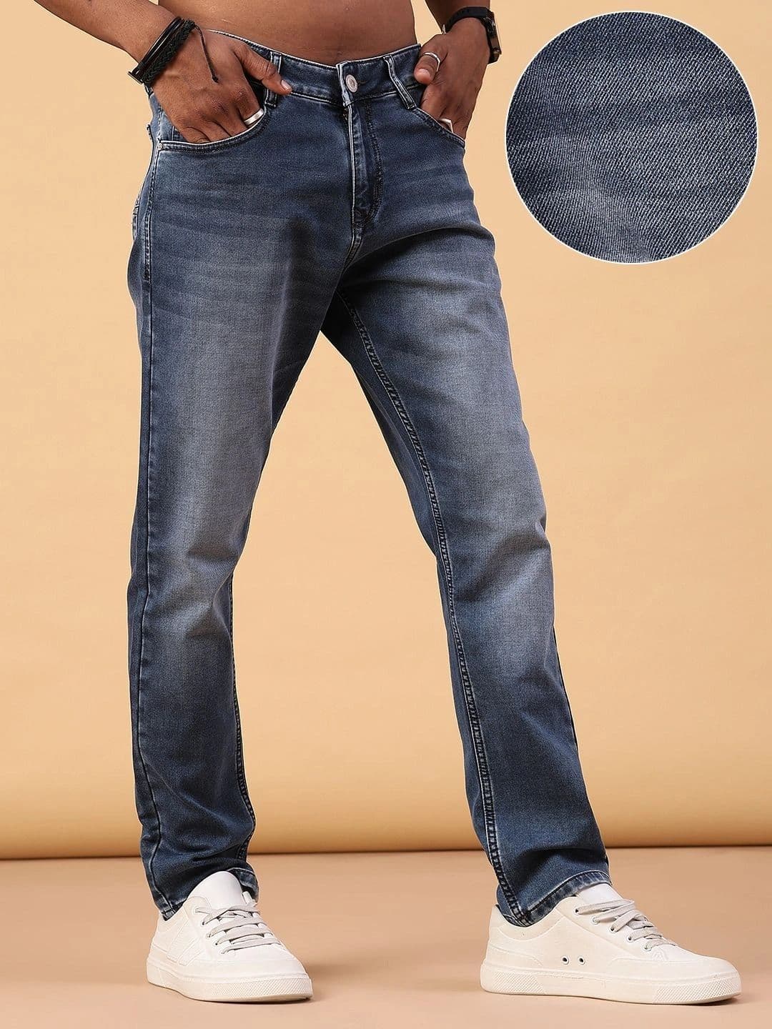 V-Mart Men Regular Fit Mid-Rise Low Distress Jeans thumbnail 2