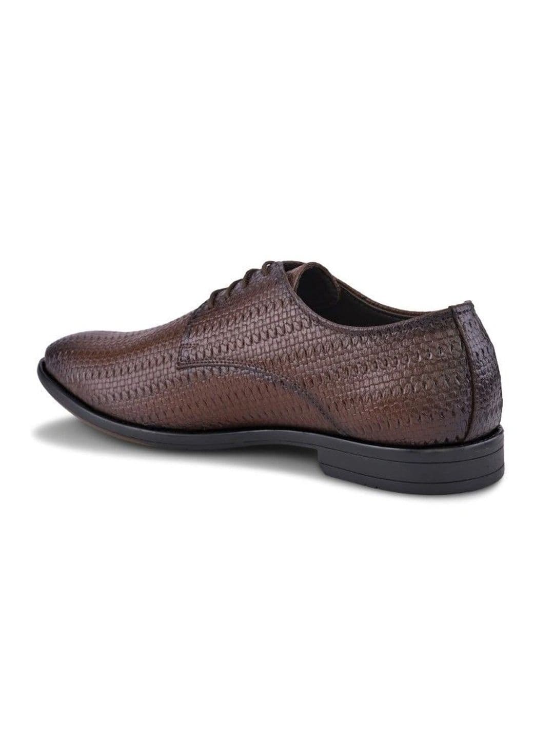 House of Pataudi Men Textured Pointed Toe Lace-Ups Derbys Formal Shoes thumbnail 7