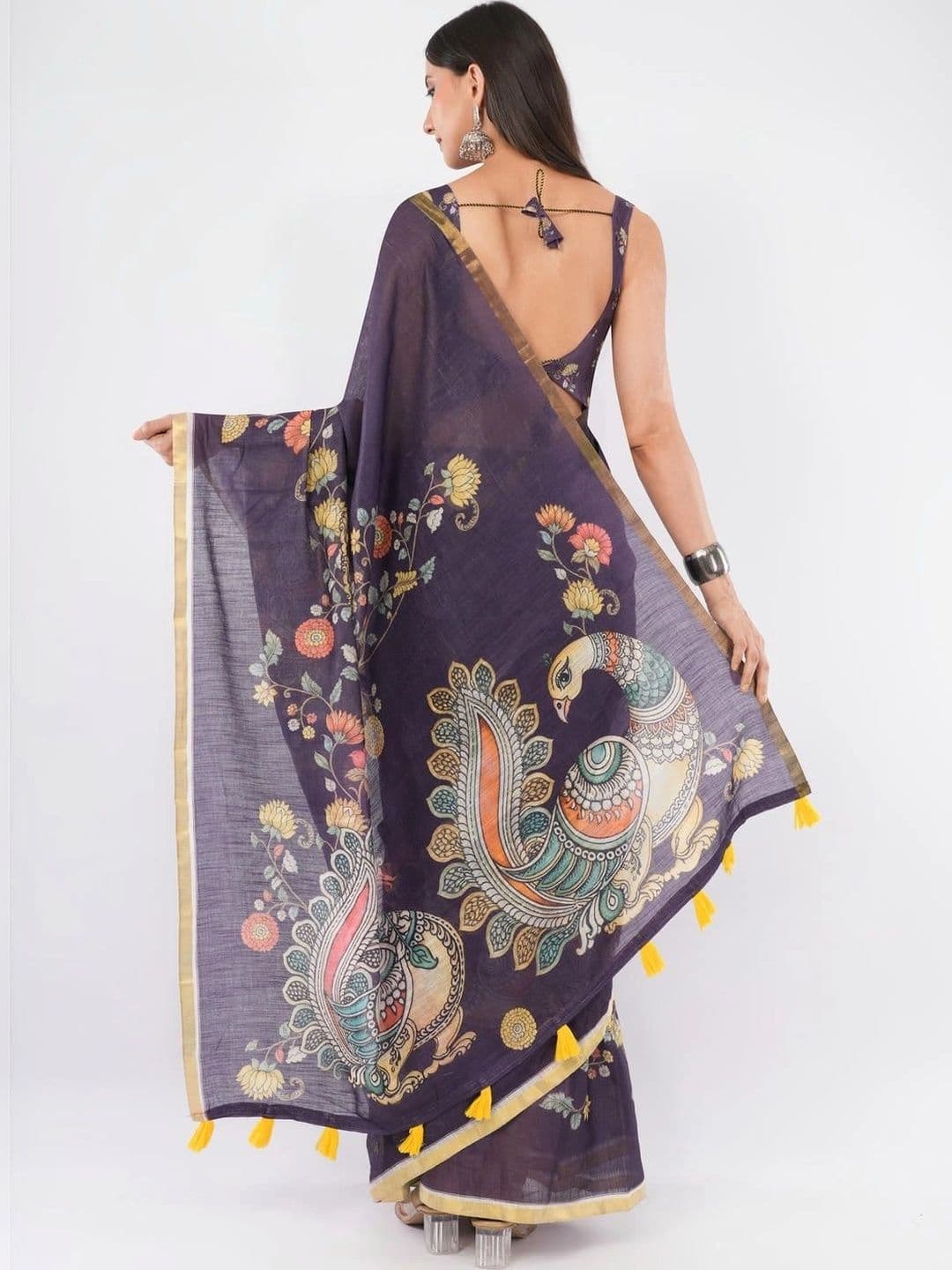 SAMANTHA Floral Linen Blend Belted Saree thumbnail 6