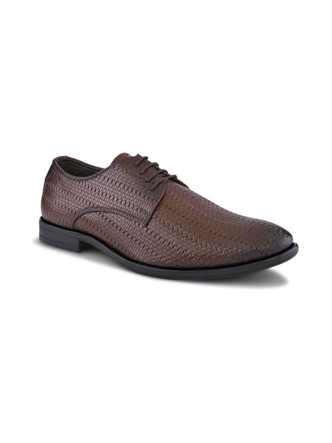 House of Pataudi Men Textured Pointed Toe Lace-Ups Derbys Formal Shoes thumbnail 3