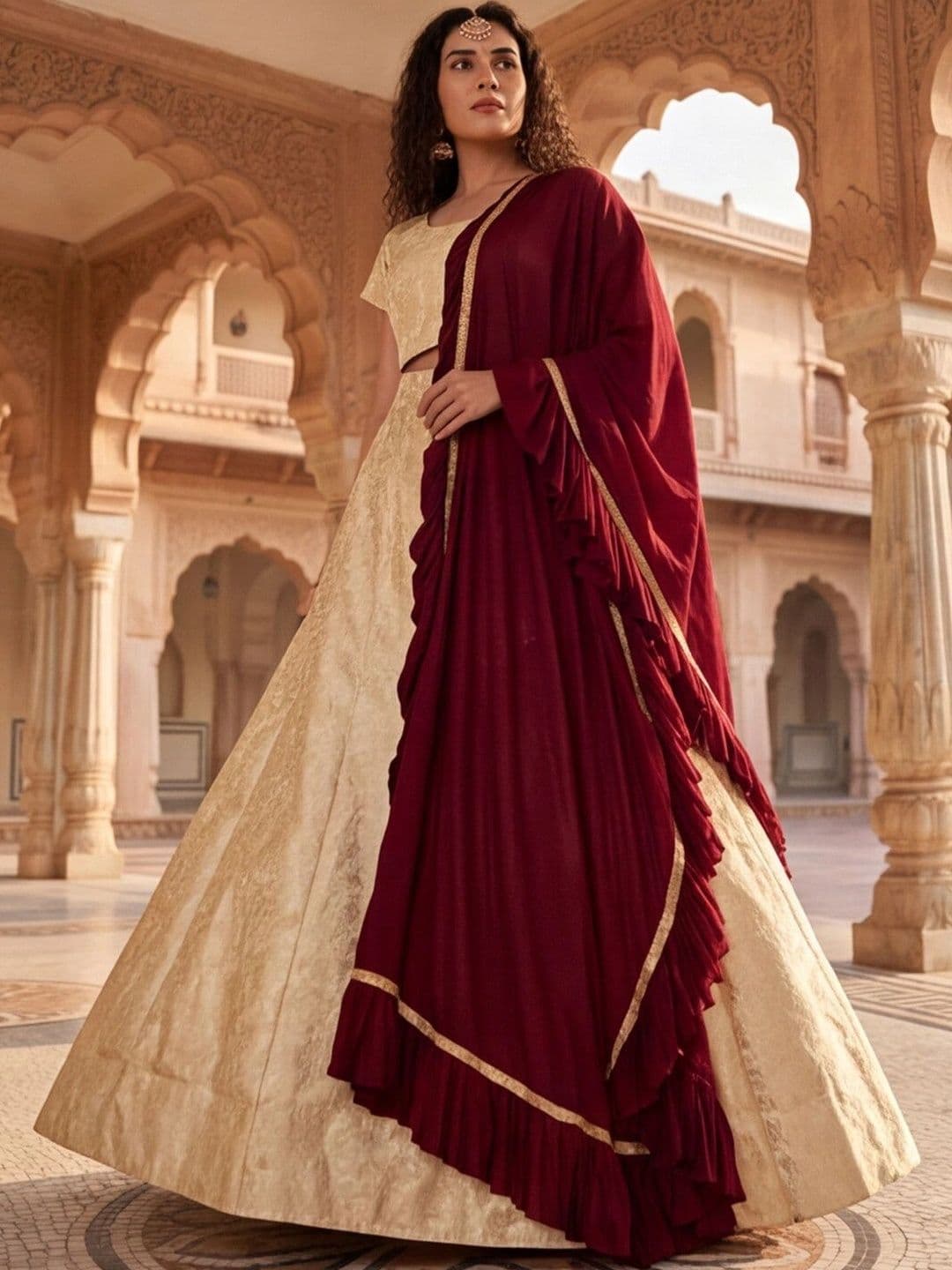 Anouk Rustic Semi-Stitched Lehenga & Unstitched Blouse With Dupatta thumbnail 6