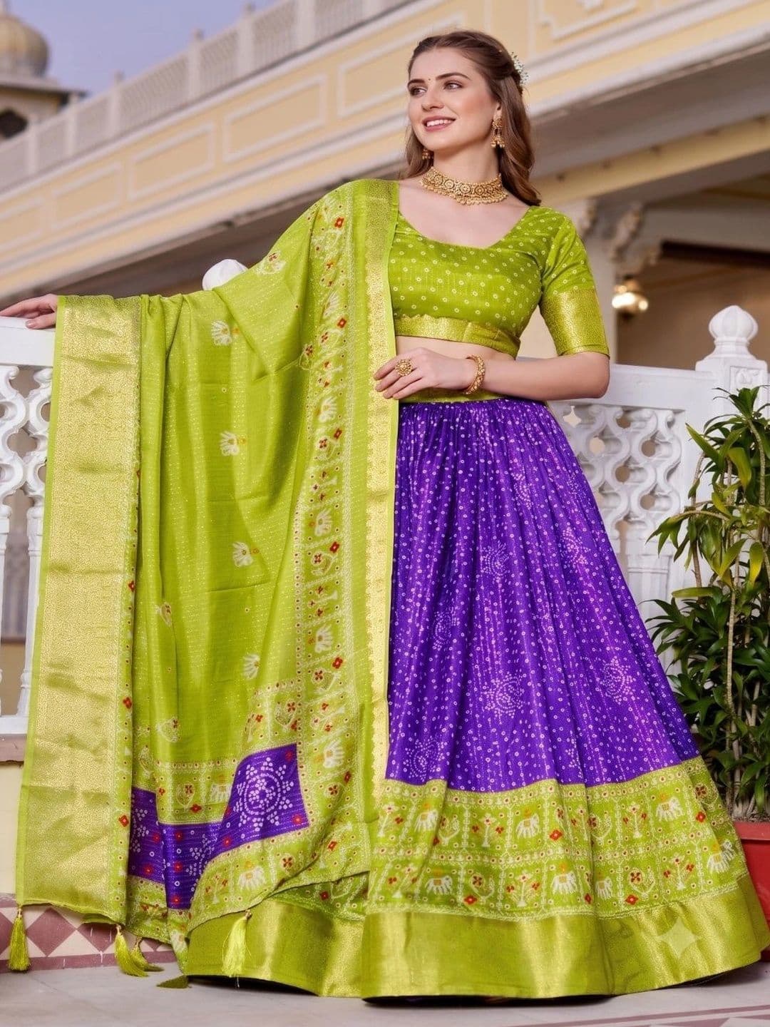 Anouk Printed Semi-Stitched Lehenga & Unstitched Blouse With Dupatta thumbnail 4