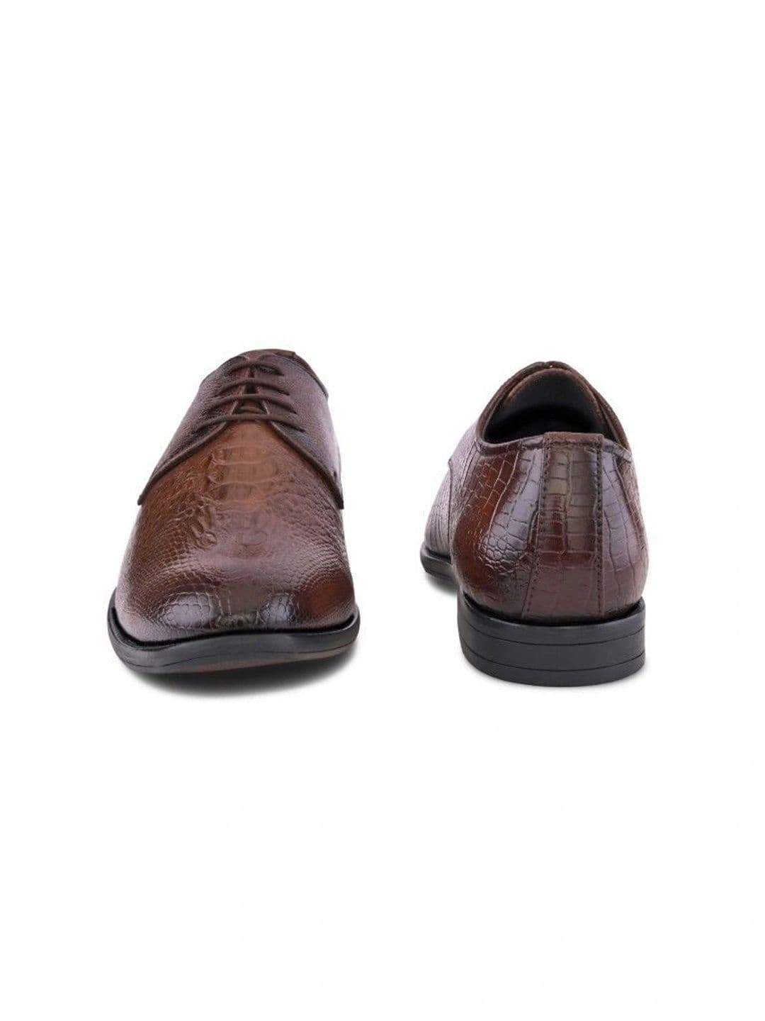 House of Pataudi Men Textured Synthetic Leather Pointed Toe Lace-Ups Derbys Formal Shoes thumbnail 4