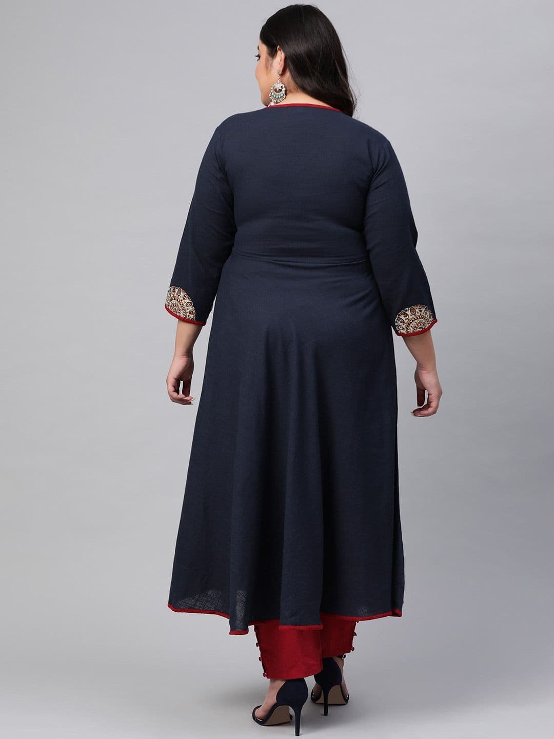 KALINI Plus Size Ethnic Motifs Printed Patch Work Angrakha Anarkali Kurta thumbnail 4